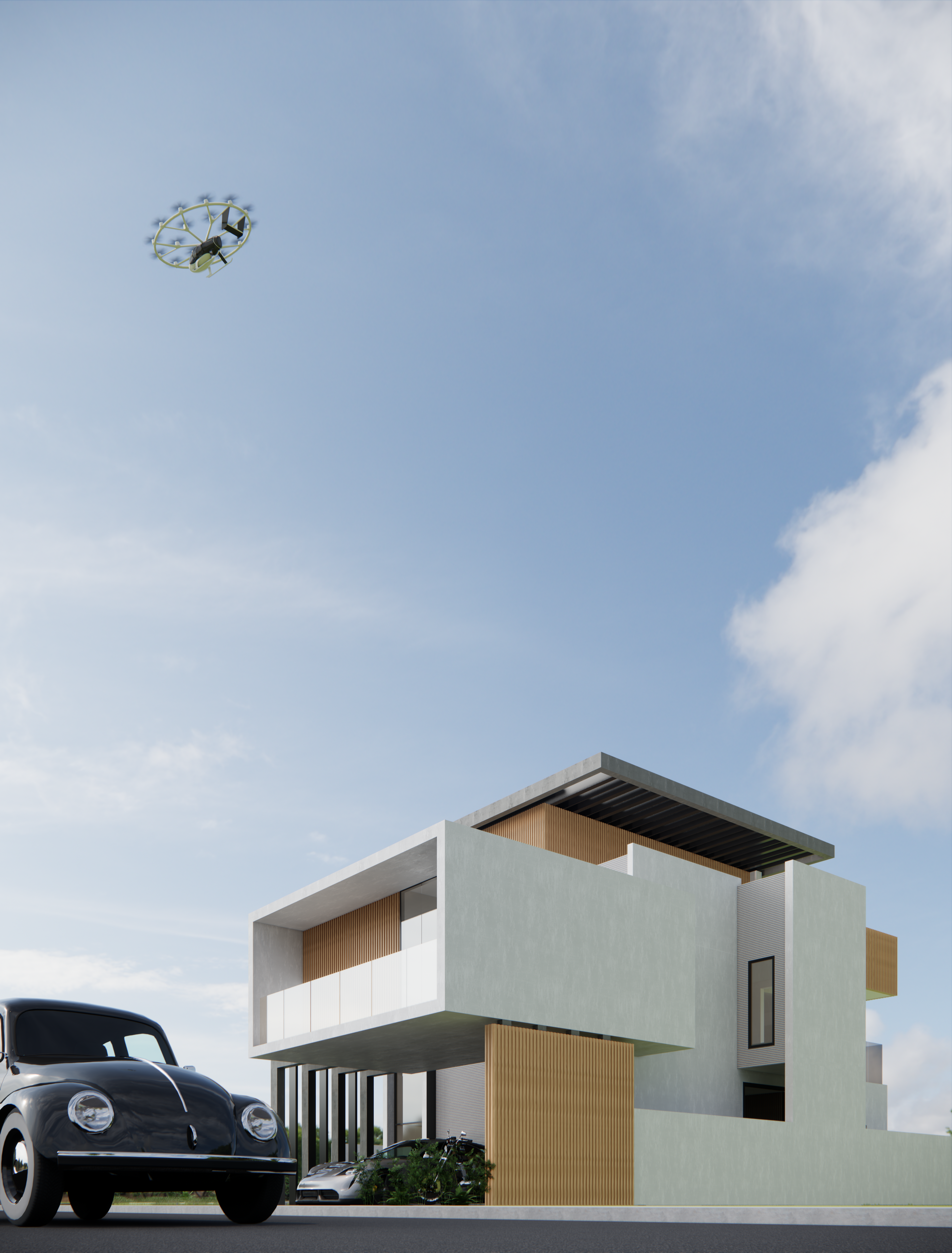 Fachada em perspectiva_drone_Meirelles_Arquitetura